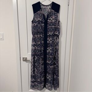 Vince Camuto Blue Purple Tribal Print Sheet Maxi Dress With Slip Size XL Women’s
